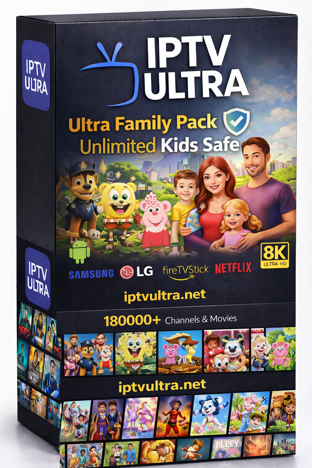 Buy Ultra IPTV Family Pack | Unlimited Screens Kids Safe Disney Cartoon 500h DVR 35K 4K Parental